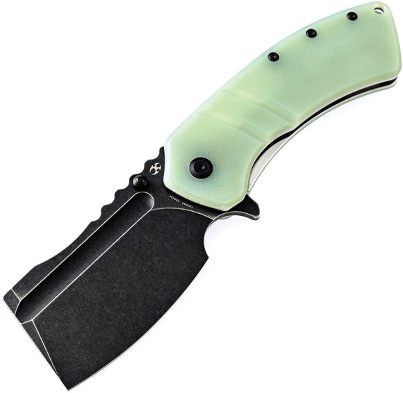 Kansept Knives XL Korvid Linerlock Jade G10 Folding 154CM Cleaver Knife 1030A3