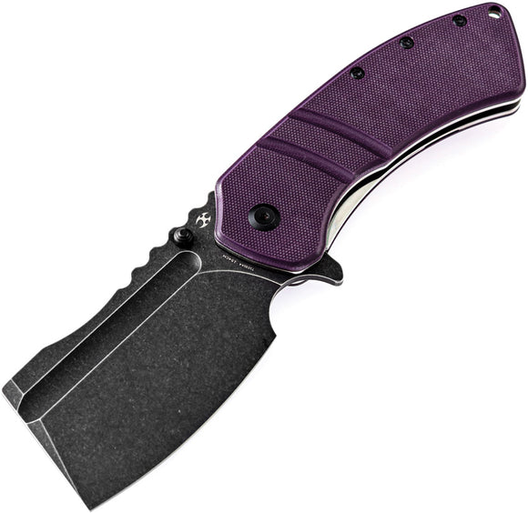 Kansept Knives XL Korvid Linerlock Purple G10 Folding 154CM Cleaver Knife 1030A4