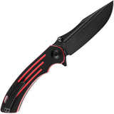 Kansept Knives Pretatout Pocket Knife Linerlock Black & Red Folding 154CM 1032A1