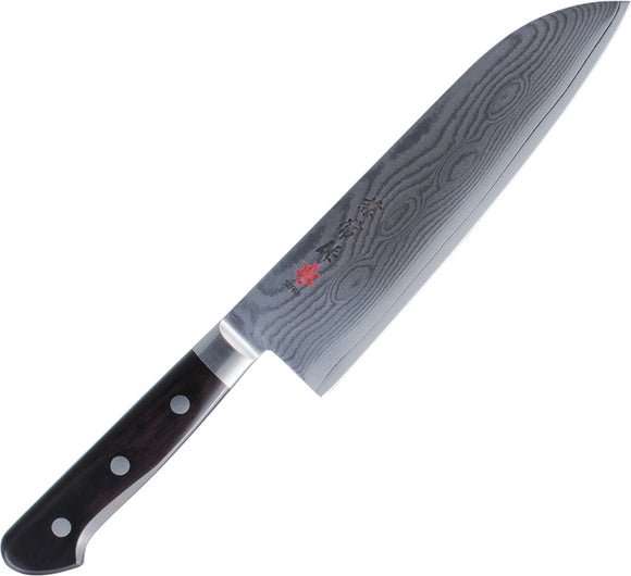 Kanetsune Santoku Black Wood Damascus Steel Wharncliffe Fixed Blade Knife T103