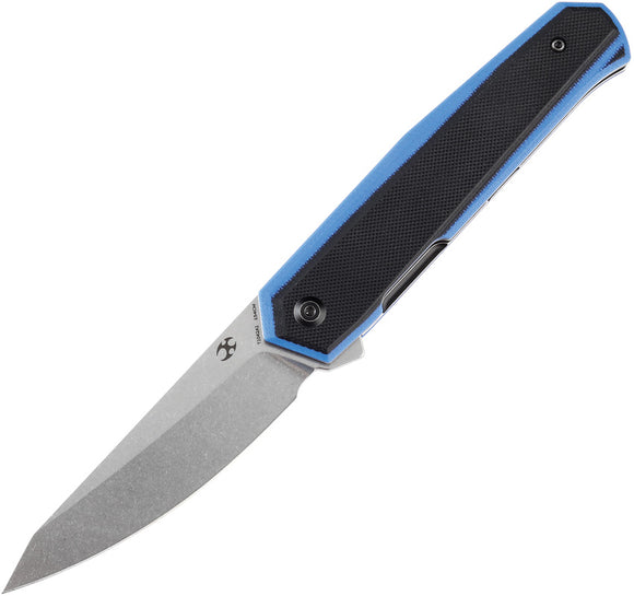 Kansept Knives Integra Linerlock Black & Blue G10 Folding 154CM Knife T1042A1