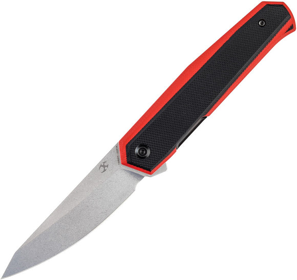 Kansept Knives Integra Linerlock Black & Red G10 Folding 154CM Knife T1042A3