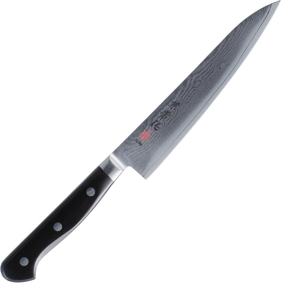 Kanetsune Large Petty Black Wood Damascus Steel Fixed Blade Knife T104