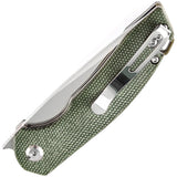 Kansept Knives Mini Accipiter Green Micarta Front Flipper Framelock 154cm Folding Knife 2007a2