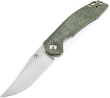 Kansept Knives Mini Accipiter Green Micarta Front Flipper Framelock 154cm Folding Knife 2007a2