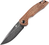 Kansept Knives Mini Accipiter Brown Micarta Front Flipper Framelock 154cm Folding Knife 2007a3