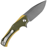 Kansept Knives Mini Hellx Pocket Knife Linerlock Grn/Gold G10 Folding D2 2008A2