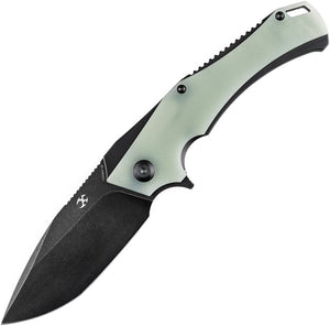 Kansept Knives Mini Hellx Pocket Knife Linerlock Blk/Jade G10 Folding D2 2008A4