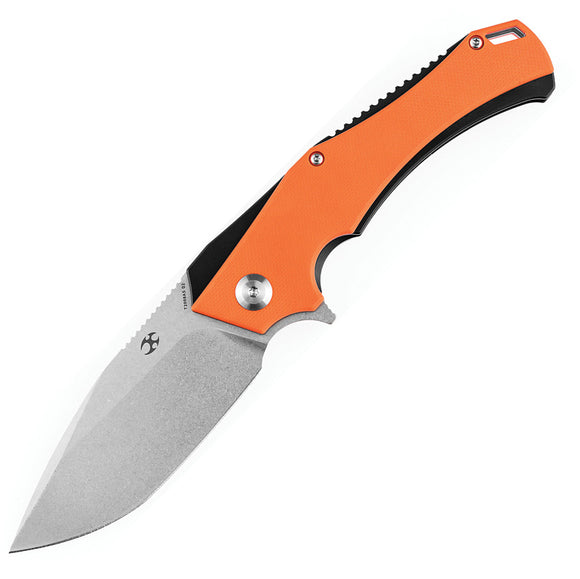 Kansept Knives Mini Hellx Pocket Knife Linerlock Black/Org G10 Folding D2 2008A5