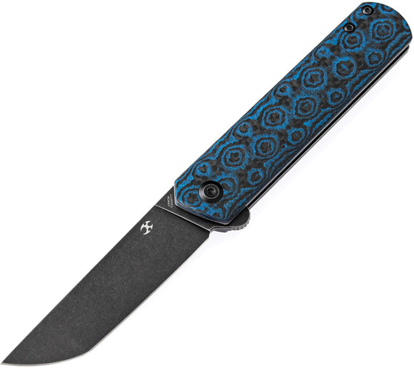 Kansept Knives Foosa Pocket Knife Blue & Black Carbon Fiber Folding 154CM 2020T7