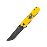 Kansept Knives Foosa Yellow with Bat Print Slip Joint Pocket Knife t2020t8