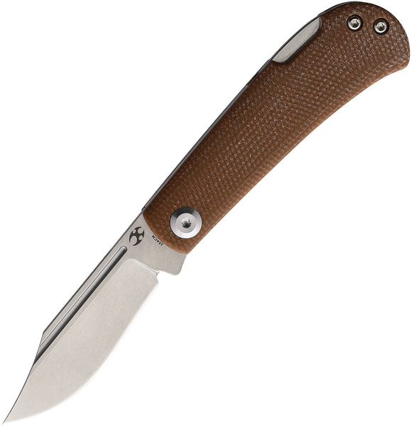 Kansept Knives Wedge Lockback Brown Micarta Folding 154CM Pocket Knife T2026B3