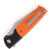 Kansept Knives Shikari SBL Button Lock Black Aluminum & Orange G10 Folding 154CM Knife T2027B2