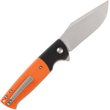 Kansept Knives Shikari SBL Button Lock Black Aluminum & Orange G10 Folding 154CM Knife T2027B2