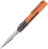 Kansept Knives Shikari SBL Button Lock Black Aluminum & Orange G10 Folding 154CM Knife T2027B2