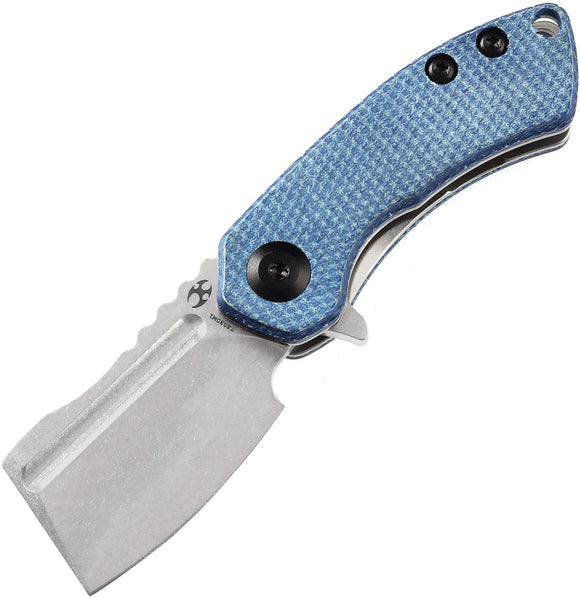 Kansept Knives Mini Korvid Linerlock Blue Micarta Folding 154CM Knife T3030M1