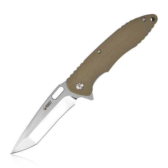 Kubey Brown G10 Handle Linerlock Folding D2 Pocket Knife 003c