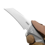 Kubey Gray Titanium Framelock Flipper Folding Pocket Knife 153