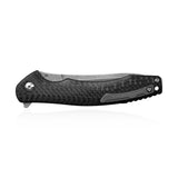 Kubey Eris Black Carbon Fiber Stonewashed Linerlock Folding D2 Pocket Knife 179