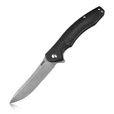 Kubey Eris Black Carbon Fiber Stonewashed Linerlock Folding D2 Pocket Knife 179