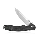 Kubey Eris Black Carbon Fiber Linerlock Folding Satin D2 Pocket Knife 179b