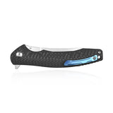 Kubey Eris Black Carbon Fiber Linerlock Folding Satin D2 Pocket Knife 179b