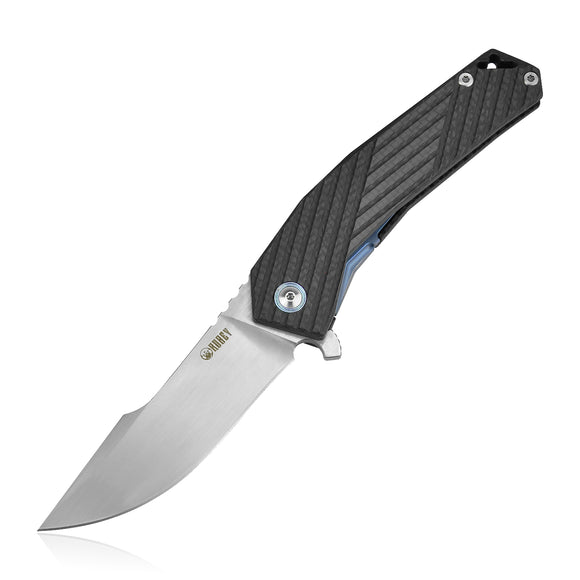 Kubey Carbon Fiber Flipper Framelock Folding S35VN Pocket Knife 213