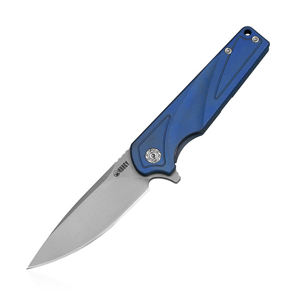 Kubey Blue Titanium Handle Framelock Folding D2 Pocket Knife 232b