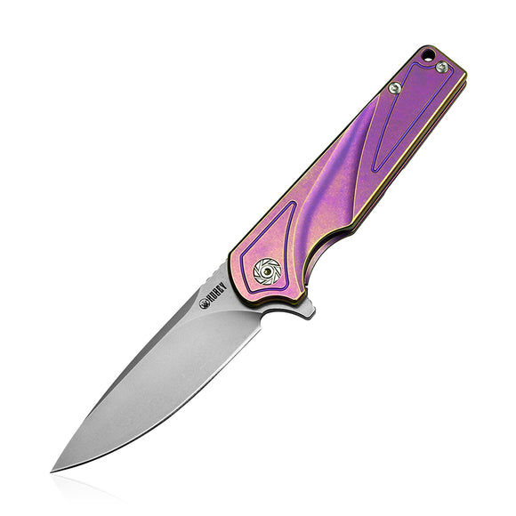 Kubey Purple Titanium Handle Framelock Folding D2 Pocket Knife 232c