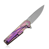 Kubey Purple Titanium Handle Framelock Folding D2 Pocket Knife 232c