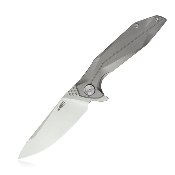 Kubey Nova Gray Titanium Framelock Flipper Folding D2 Pocket Knife 235a