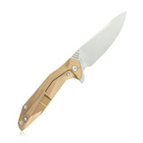 Kubey Nova Gold Titanium Framelock Flipper Folding D2 Pocket Knife 235b