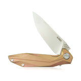 Kubey Nova Gold Titanium Framelock Flipper Folding D2 Pocket Knife 235b