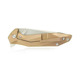 Kubey Nova Gold Titanium Framelock Flipper Folding D2 Pocket Knife 235b