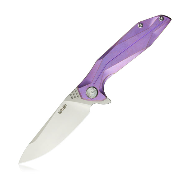 Kubey Nova Purple Titanium Linerlock Folding D2 Pocket Knife 235c
