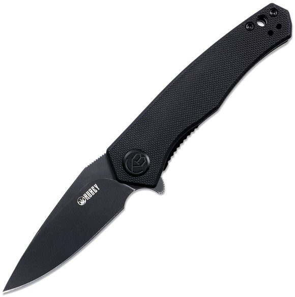 Kubey Cadmus Folding Knife Linerlock Black G10 D2 Steel Clip Point Blade 055B