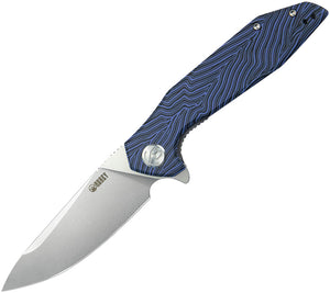 Kubey Nova Linerlock Blue & Black G10 Folding D2 Steel Drop Pt Pocket Knife 117J