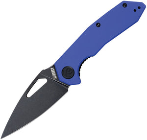 Kubey Coeus Folding Knife Linerlock Blue G10 D2 Black Clip Pt Steel Blade 122G