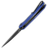 Kubey Coeus Folding Knife Linerlock Blue G10 D2 Black Clip Pt Steel Blade 122G