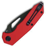 Kubey Coeus Folding Knife Linerlock Red G10 D2 Black Drop Point Steel Blade 122H