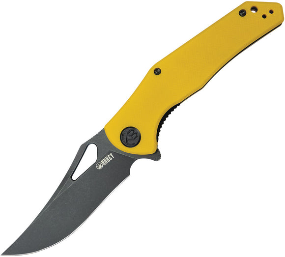Kubey Phemius Linerlock Yellow G10 Folding 14C28N Clip Pt Pocket Knife 149E