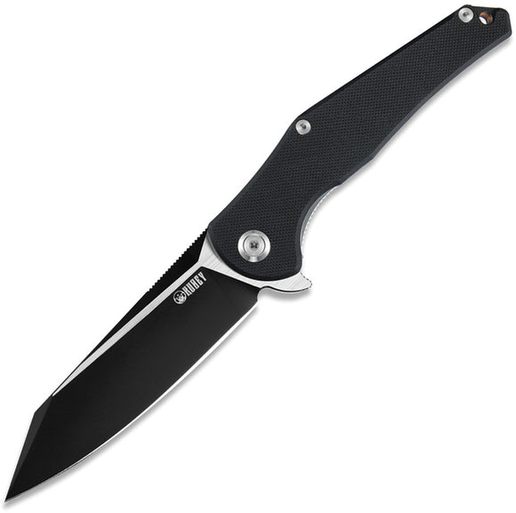Kubey Pocket Knife Linerlock Black G10 Folding D2 Sheepsfoot Blade 158C