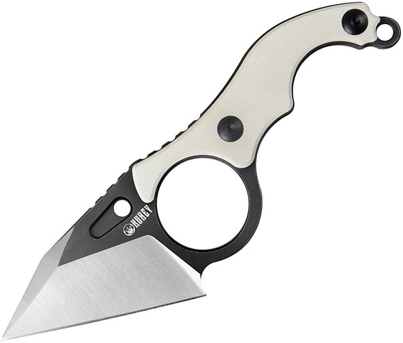 Kubey Hippocam EDC Silver & Black G10 D2 Steel Fixed Blade Knife 166C