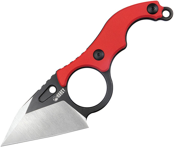 Kubey Hippocam EDC Red & Black G10 D2 Steel Fixed Blade Knife 166D