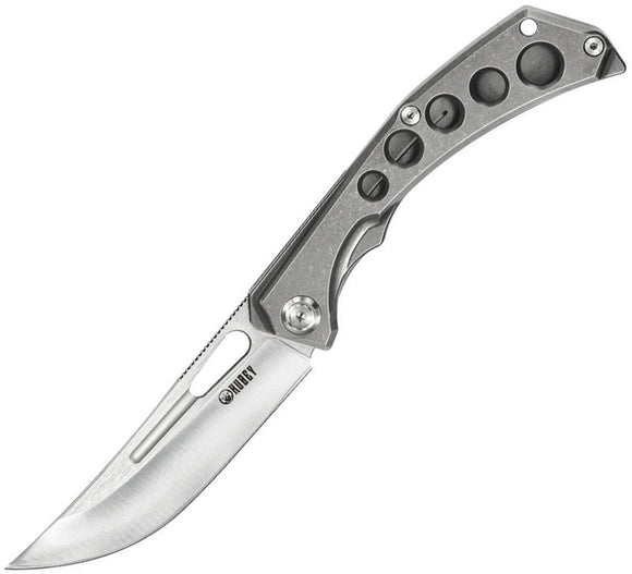 Kubey Framelock Pocket Knife Gray Titanium Folding AUS-10A Stainless Blade 170C