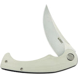 Kubey Scimitar Linerlock White G10 Folding AUS-10 Trailing Pt Pocket Knife 173C