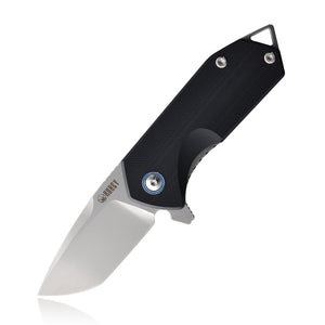 Kubey Campe Black Linerlock Folding Knife 2.75" Tanto D2 Steel blade OPEN BOX