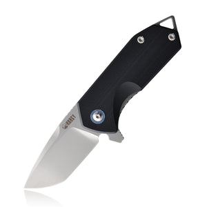 KubeY Black Linerlock Folding Knife 2.75" Tanto D2 Steel blade 203A