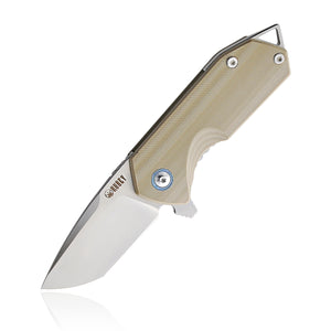 Kubey Tan Linerlock Folding Knife 2.75" Tanto D2 Steel blade 203C