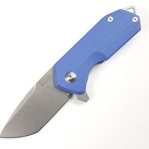 Kubey Blue Linerlock Folding Knife 2.75" Tanto D2 Steel blade 203D